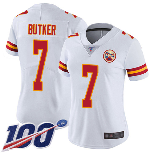 Women Kansas City Chiefs #7 Butker Harrison White Vapor Untouchable Limited Player 100th Season Football Nike NFL Jersey->youth nfl jersey->Youth Jersey
